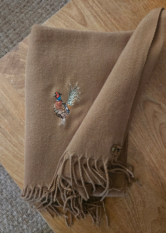 Embroidered Pheasant Scarves